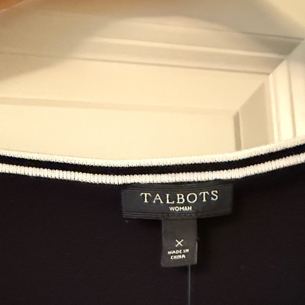 Talbots Black 3/4 Length Sleeve with White and Pearl Accents - Picture 3 of 4